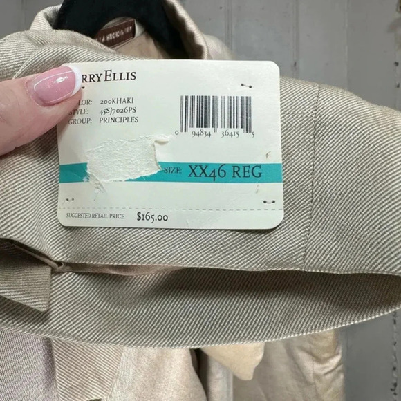 Perry Ellis 46R khaki tan blazer 55% linen 45% tencel NEW - Picture 4 of 6